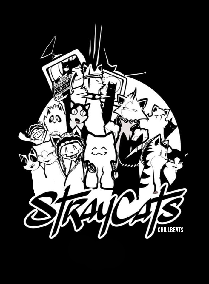 black and white cat illustration